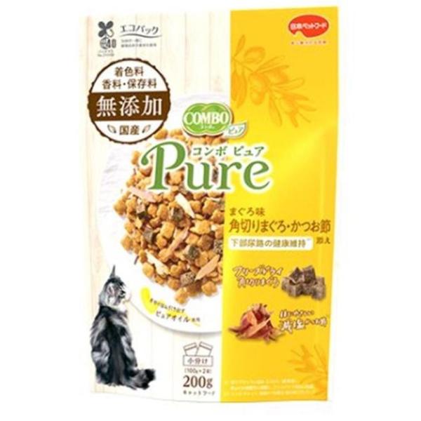 他サイト： 日本ペット COMBO(コンボ) ピュア キャット まぐろ味・角切りまぐろ・かつお節添え [キャットフード ドライ 着色料 香料 保存料 無添加] 200g(100g×2袋入) 爆買の商品画像