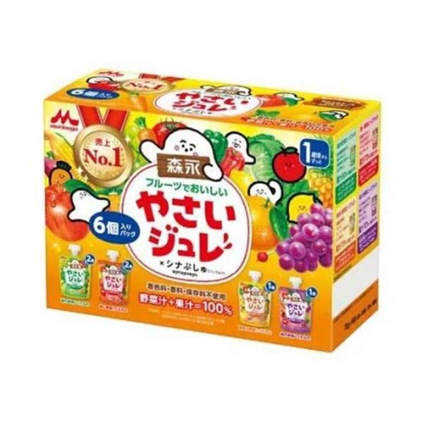 ●8種類の野菜と果物を使用した、野菜汁＋果汁＝100％のお子さま向けゼリー飲料●フルーツでおいしいやさいジュレの4つの味を楽しめるアソートタイプです●ストロー付きパウチ