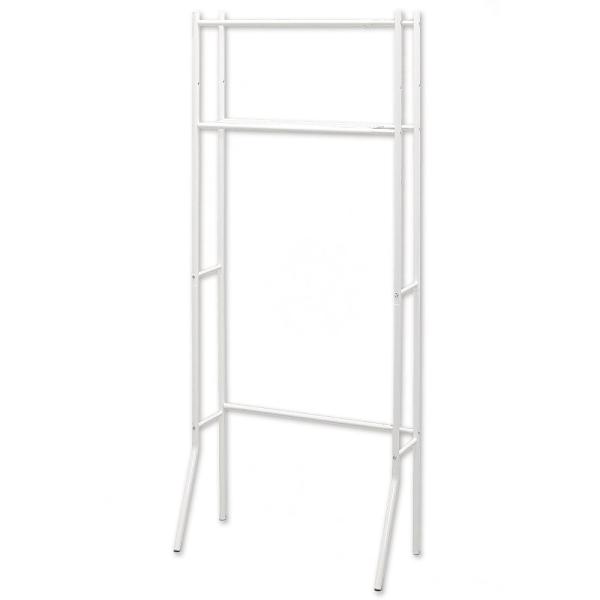 ●コンパクトでシンプルなランドリーラックです●洗濯機に合わせて幅の調節が可能です●下段の棚は2段階で高さを変えられます