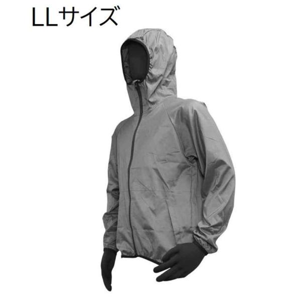 ●着脱しやすい前開きフード付きヤッケ●伸縮性のある新素材を使用しています●撥水加工により、水を弾きます●フードふちと袖、裾部分はゴム入りでフィットしやすくなっています●便利なポケット2つ、背面肩部に反射材がついています
