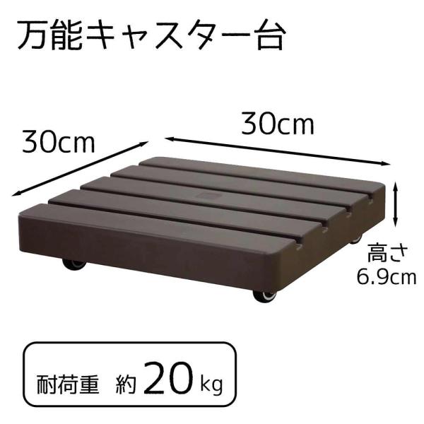 小原産業 万能キャスター台 30cm×30cm×高さ6.9cm ブラウン [平台車 移動 押入れ 収納 片付け] CS-535 爆買