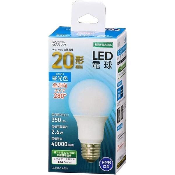 OHM I[d@ LEDd E26 20`  F 350lm [Ɩ ȃGl S] LDA3D-G AG52