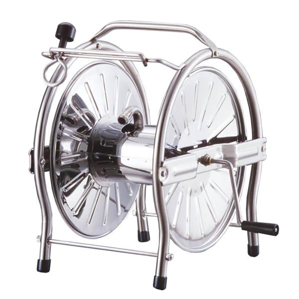 ●丈夫でキズがつきにくく、サビにも強いステンレス製ホースリールです●ホースが巻き取りやすいガイド機能付き