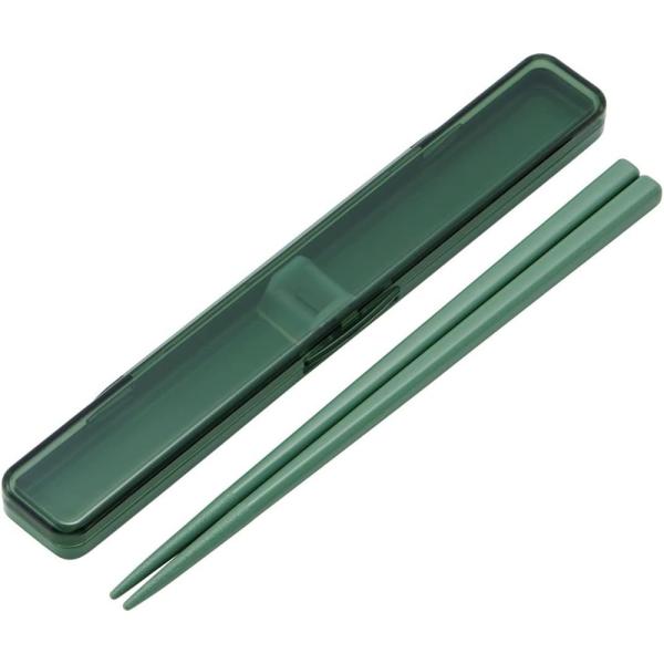 他サイト： スケーター 抗菌 音の鳴らない箸箱セット 箸18cm [お弁当 ランチグッズ 食洗機OK] セージグリーン 爆買の商品画像