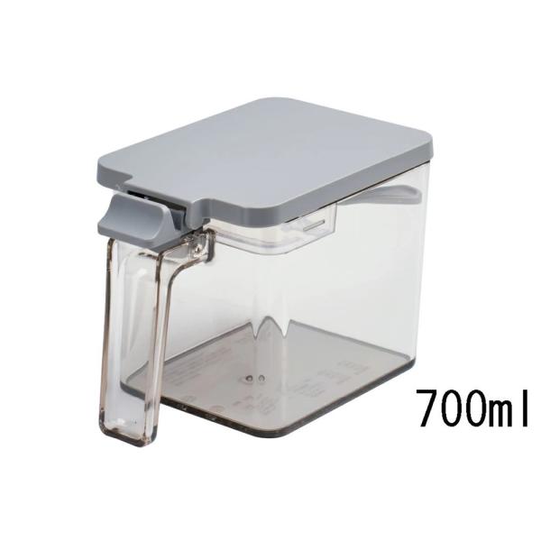 ●ワンタッチオープン！密閉ポット●湿気を防ぐパッキンに加えてカチッと閉まるロックでしっかり「密閉」●ワンタッチオープンで使い勝手も◎●計量スプーン・すり切りバー●小さじ1/2も計れるスプーン付き