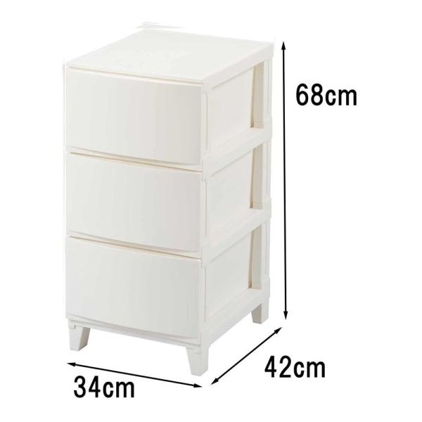 他サイト： サンカ ROOMSシェード スリム3段(幅34×奥行42×高さ68cm) 343  [収納 チェスト ボックス ケース 衣類 クローゼット] ホワイト [お客様組立品] 爆買の商品画像