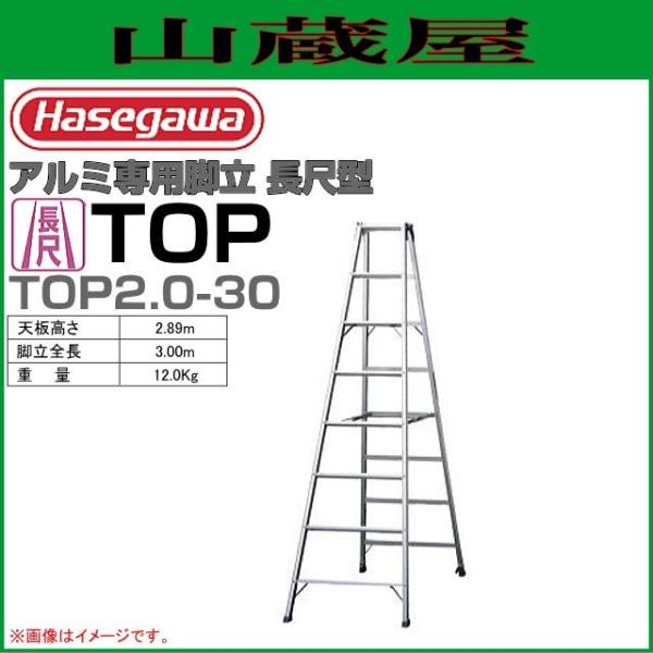 長谷川工業 アルミ専用脚立 TOP2.0-30 天板高さ:2.89m/脚立全長 長谷川工業 アルミ専用脚立 TOP2.0-30 天板高さ:2.89m/脚立全長