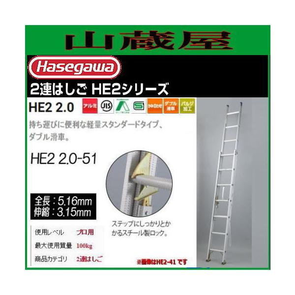 楽天スーパーセール】 ハセガワ アルミ2連はしご 軽量タイプ HE2型