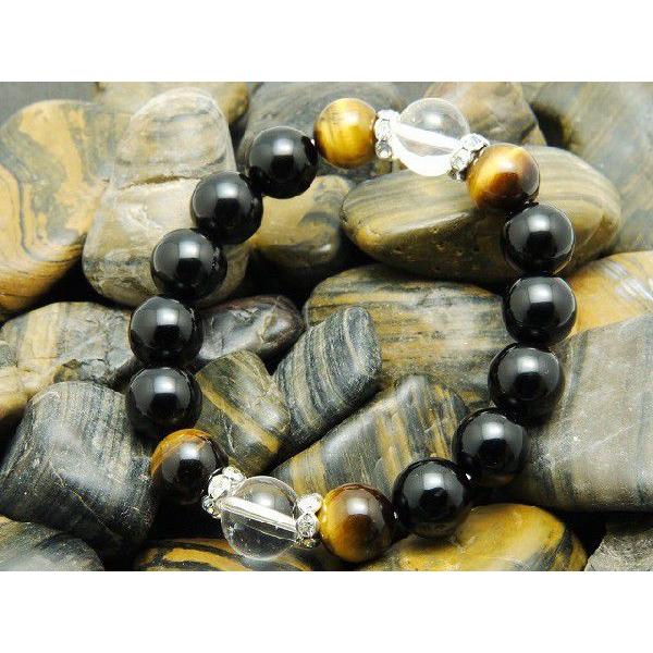 パワーストーン ブレスレット オニキス タイガーアイ 水晶 12mm玉 天然石 メンズ レディース