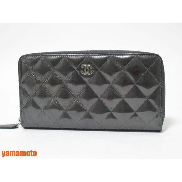 CHANEL シャネル マトラッセ 長財布 シリアルシール付き CHANEL（シャネル） マトラッセ パテント ファスナー 長財布 グレー 17