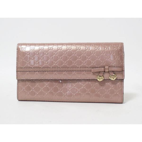 GUCCI（グッチ） 送料無料 マイクログッチシマ 長財布 2つ折り リボン