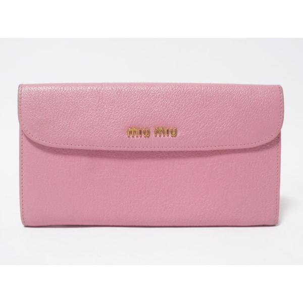 miu 送料無料 ミュウミュウ Wホック 長財布 レザー MADRAS マドラス