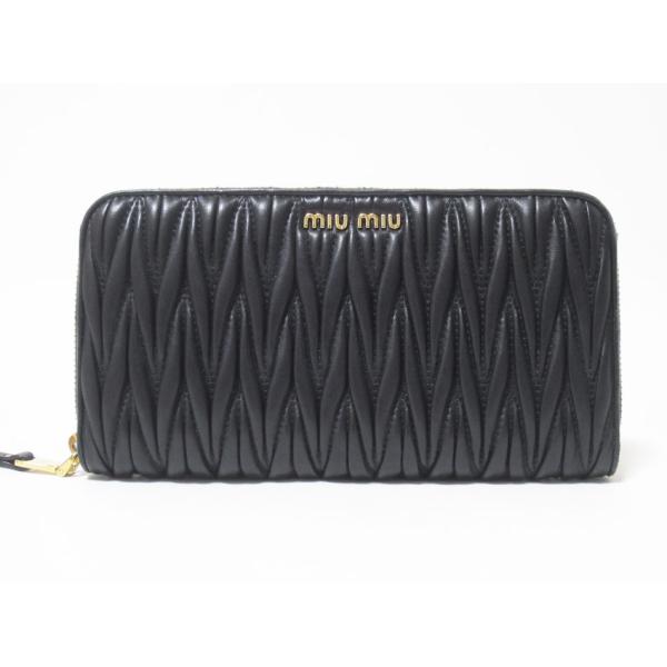 ルルさま専用　MIU MIU ブラック 長財布 miu miu（ミュウミュウ） 送料無料 ファスナー 長財布 レザー ブラック