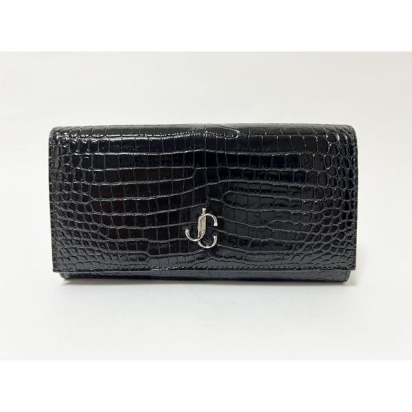 ジミーチュウ ２つ折り財布 ネイビー クロコ 型押し JC コンパクトウォレット JIMMY CHOO（ジミーチュウ） 送料無料 2つ折り 長財布 NARTINA クロコ