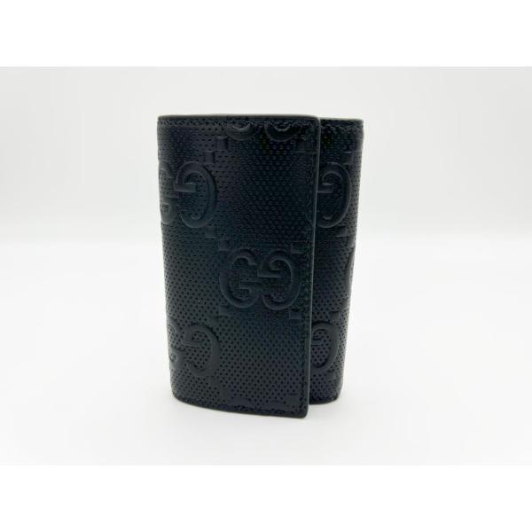 ✨新品未使用✨　GUCCI キーケース　キーリング　キーホルダー　6連　黒色 GUCCI（グッチ） 送料無料 GGエンボス レザー キーケース 6連