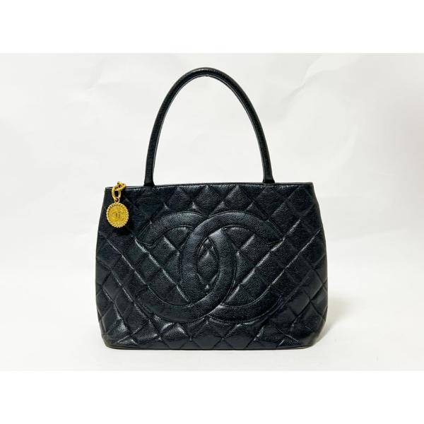 シャネル 復刻トート バッグ キャビアスキン ブラック　黒 ゴールド金具 キャビアスキン シャネル CHANEL 復刻トート トートバッグ ショルダー