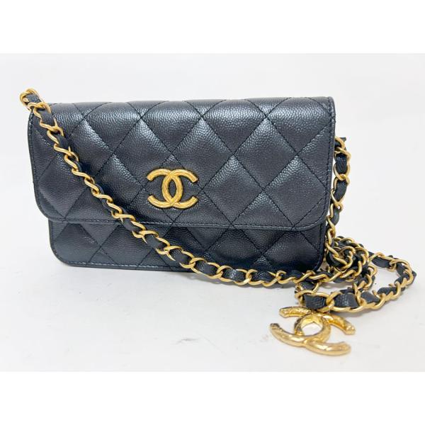 CHANEL(シャネル) 財布 マトラッセ ライトグレー ボールチェーンウォレット/ヴィンテージゴールド金具 ラムスキン シャネルスモールフラップウォレット 14143 グレー ゴールド金具
