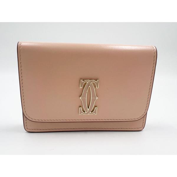 【美品】カルティエ Cドゥ 名刺入れ フラップ式　ピンク Cartier（カルティエ） カードケース 名刺入れ ドゥーブルCロゴ 2