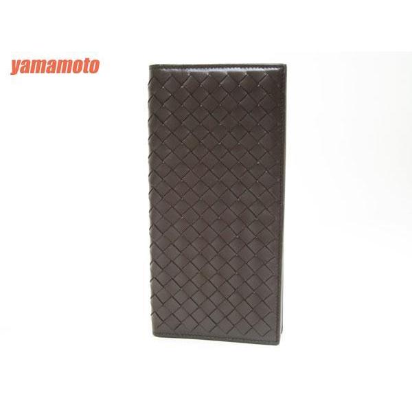 美品 Bottega Veneta 長財布 ブラウン イントレチャート BOTTEGA VENETA ボッテガヴェネタ 長財布 イントレチャート