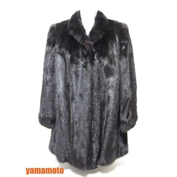 送料無料 YAMAOKA 山岡 毛皮 コート ミンク ブラック 美品 : ブランド 