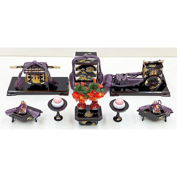 雛人形 道具 3段用 飾台幅75cm 木製25号6品揃道具 溜塗雪牡丹桜 雛人形 道具 3段用 飾台幅75cm 木製25号6品揃道具 溜塗雪牡丹桜
