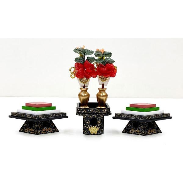 20号 菱三宝 黒唐草 2点セット 木製品 雛道具 ひな道具 雛人形 小道具 20号 菱三宝 黒唐草 2点セット 木製品 雛道具 ひな道具 雛人形