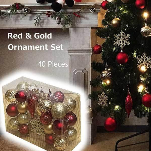 クリスマスオーナメントセット 40個セット　レッド・ゴールド　装飾・デコレーション　UA38214RD-GD　クリスマス装飾　クリスマスツリー　クリスマス