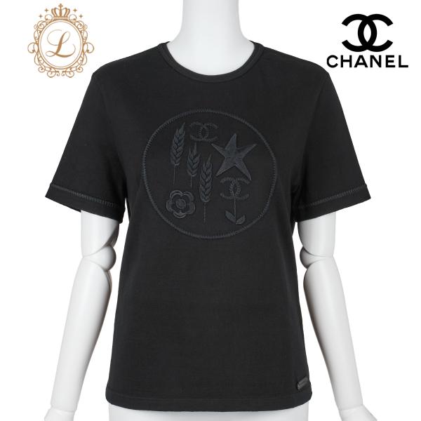 マイクラ 人気アイテム 刺繍 スター ココマーク シャネル CHANEL Tシャツ 黒 XS Tシャツ(半袖+袖なし)