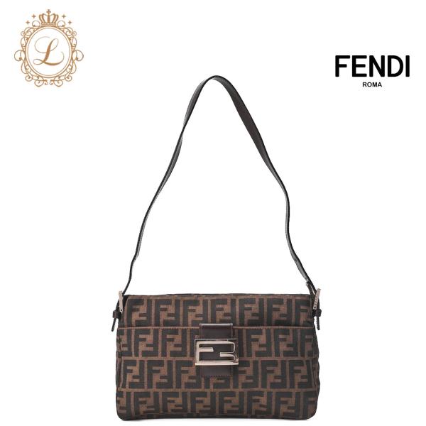 【美品】フェンディ　ショルダーバッグ　ズッカ　キャンバス　シルバー金具　レザー FENDI フェンディ ショルダーバッグ ズッカ キャンバス レザー