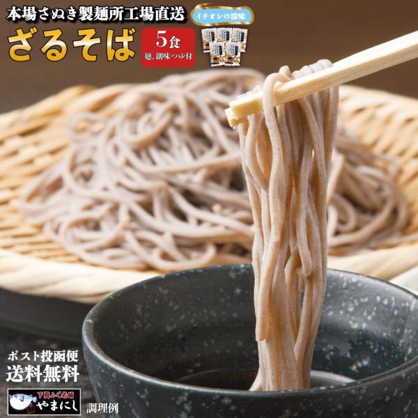 送料無料 ざるそば 生そば5食 創味つゆ付 ポイント消化 グルメ お試し 香川県 産地直送