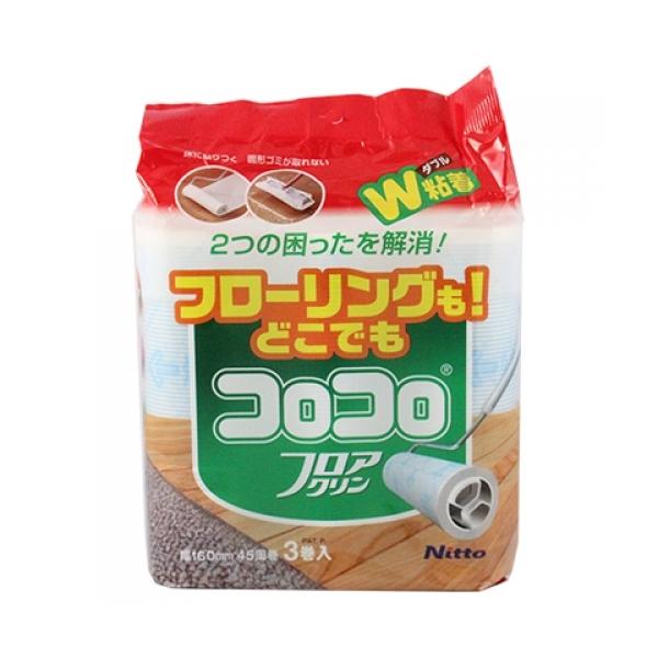 強弱の粘着加工によりフローリングではすいすい、カーペットではぐいぐいお掃除できるコロコロのスペアテープです。
