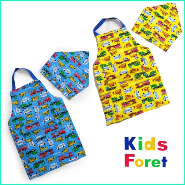 在庫限りSALE 丸高衣料【Kid`s Foret】 男児向け エプロン&三角巾 セット はたらく車のデザイン LL(140−160cm推奨) 【 メール便のみ 送料無料 】 :B17860:Total Fashion TADA 通販 在庫限りSALE 丸高衣料 子ども エプロン 三角巾 セット 女の子向け デザイン 2サイズ 100-140 子供 給食 B77055