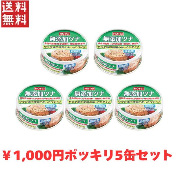 ホテイフーズ 無添加ツナ 70g×5缶  送料無料 1,000円ポッキリ