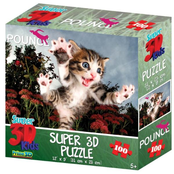 3Dジグソーパズル【猫びっくり！】100ピース / POUNCE レンチキュラー