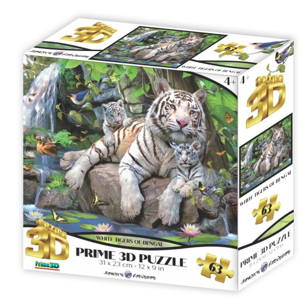 3Dジグソーパズル【ベンガルのホワイトタイガー】63ピース / Howard