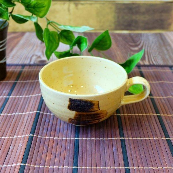 Natural クラフトグレース スープカップ 茶×刷毛 日本製 美濃焼 食器 陶器 うつわ スープ 手付き おしゃれ カフェ