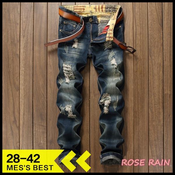 メンズ バイカーデニム ジーンズ 欧米風 ファッション ストレッチ 個性的 綿素材パンツ カッコいい ダメージ クラッシュ加工 Jeansdec05 ローズレイン 通販 Yahoo ショッピング