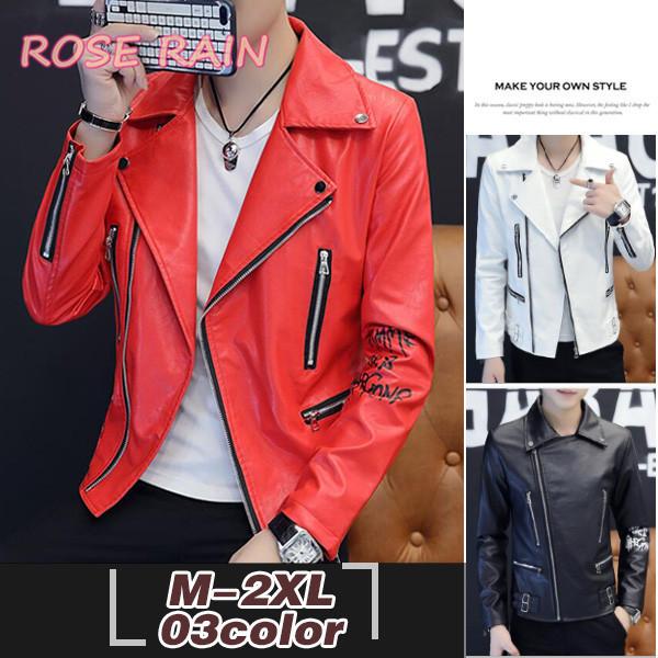 メンズ レザージャケット 柔らかめ ライダースジャケット ファッション アウター 細身 春秋 カッコいい 黒 赤 白 Mansjacket22 ヤマシナソラ 通販 Yahoo ショッピング