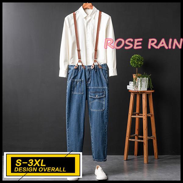 新作 メンズ ファッション デニム オーバーオール 細身 サロペット ストライプ ジーンズ カッコいい パンツ 人気商品 紐取り外し可能 Mansoverall10 ヤマシナソラ 通販 Yahoo ショッピング