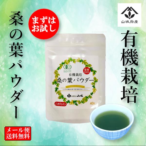 有機桑の葉パウダー 40g 国産 ノンカフェイン 青汁 健康茶
