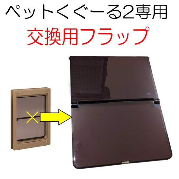 簡単にお取替えいただけます。※旧タイプの「ペットくぐーる（中サイズ）」には使用できませんのでご注意ください。　旧タイプとの違いは、フラップ下面の磁石の違いになります。　旧タイプ・・・フラップ下面に磁石無し　現行タイプ・・フラップ下面に磁石有り