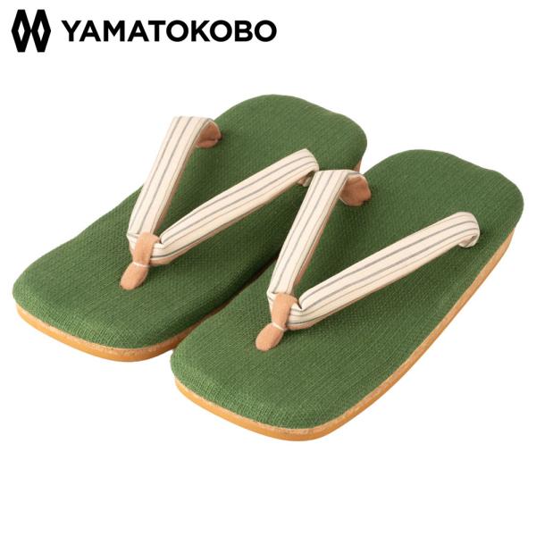 雪駄 宇治抹茶染め生地天 小千谷縮花緒 コルク底 メンズ H508