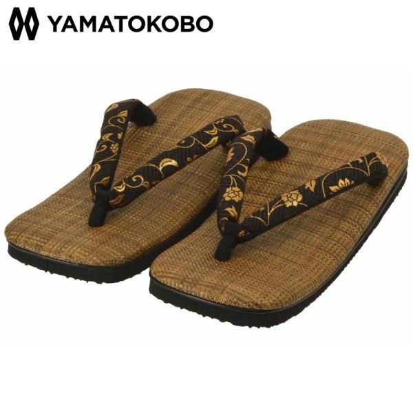 雪駄 ラタンメッシュ  金襴刺繍 メンズ R2025 ブラック