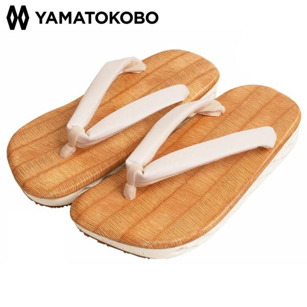 スニーカー雪駄 YAMATOKOBO -cross- 白鼻緒 茶チバ天板　白花緒 白ソール YC08 TIBA