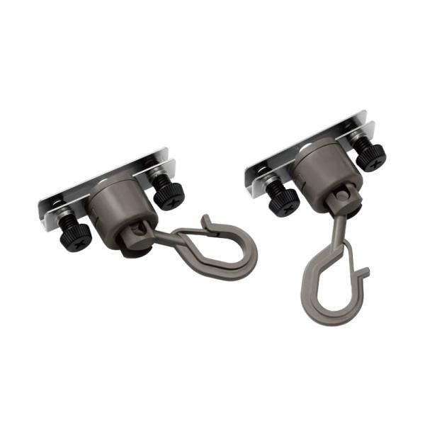 すだれやオーニングの取り付けに。樹脂ネジを締めて止めるだけなので、工具も要らず、穴あけの必要もありません。アルミサッシ、雨戸枠への取り付けにご利用ください。