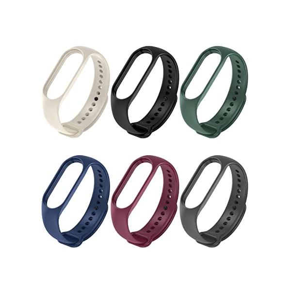 LIKENNY 6色 Xiaomi Mi Band 7 換えバンド シャオミスマートバンド 交換バンド シリコン製 柔らかい 通気性 防汗 耐衝撃コンパチブル Mi Band 7/6/5
