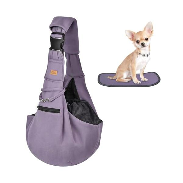 ?【底板付き 下が安定】CUBYペットスリングの底には座板が追加されたから、イライラしているペットに安定する場所を与えられます。また、犬が自分のすきなようにお座りしたことができます。動物病院受診とのお出かけに最適な犬抱っこ紐です。?【ダブル...