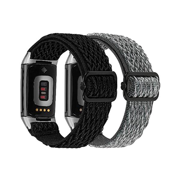 Fitbit Charge6/Charge5バンド フィットビット チャージ6/チャージ5に対応 ナイロン製弾性バンド スポーツバンド 交換ベルト 軽量通気性 工具が要ら