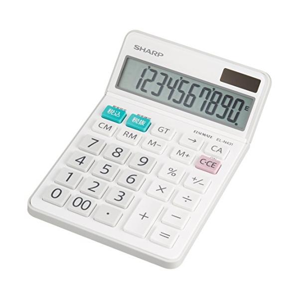 他サイト： シャープ(SHARP) 電卓 普通電卓ナイスサイズタイプ 10桁 EL-N431-X ホワイトの商品画像