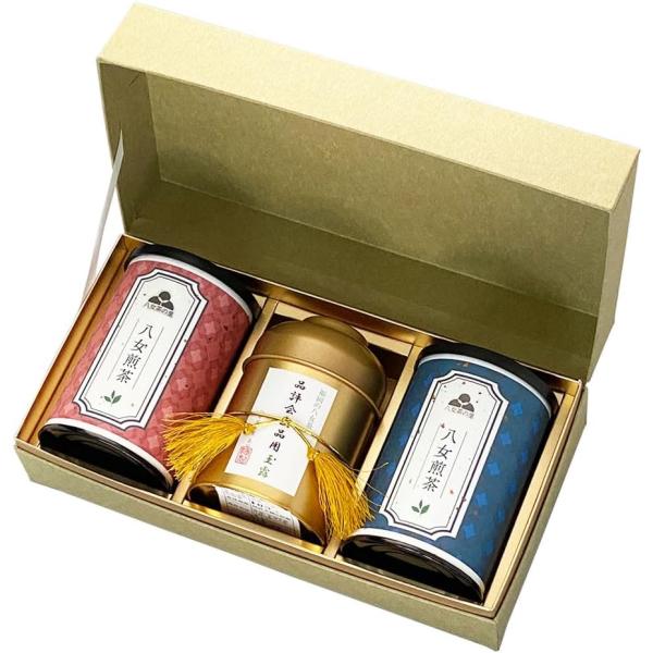 八女茶 お茶 ギフト 高級 玉露 煎茶 緑茶 茶葉 3本セット H-3T110 八女茶の里